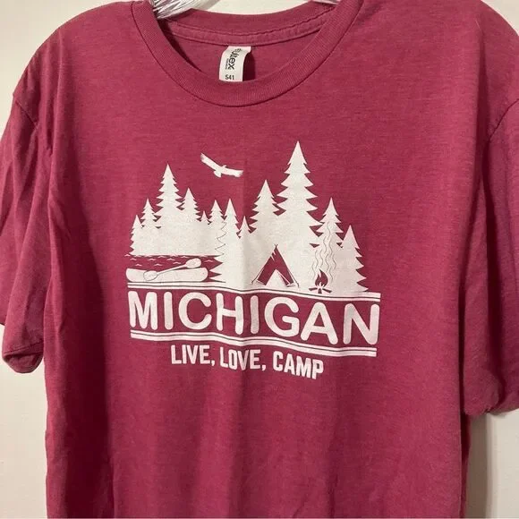 Michigan Live Love Camp Graphic Short Sleeve Tee in Pink - Size Large | Tultex - Picture 2 of 5